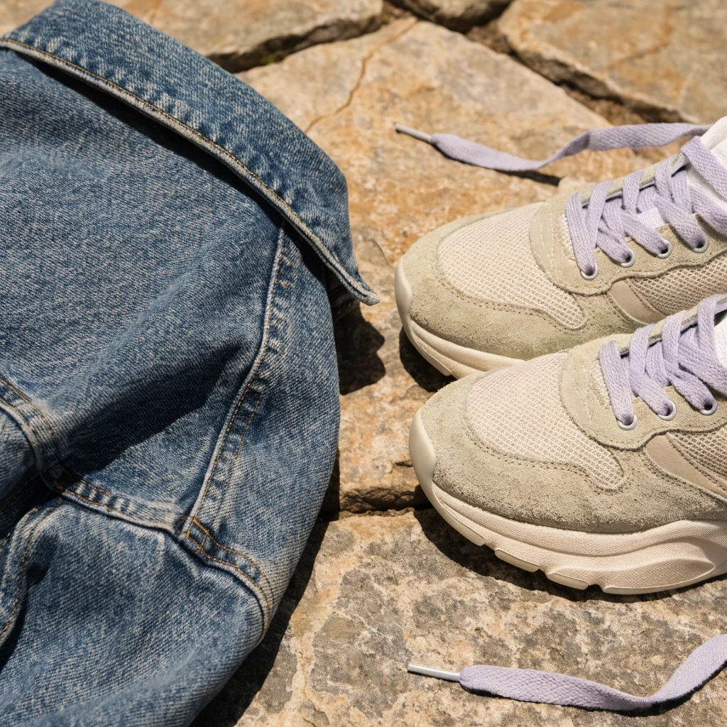 Dettaglio denim e accessori bon ton